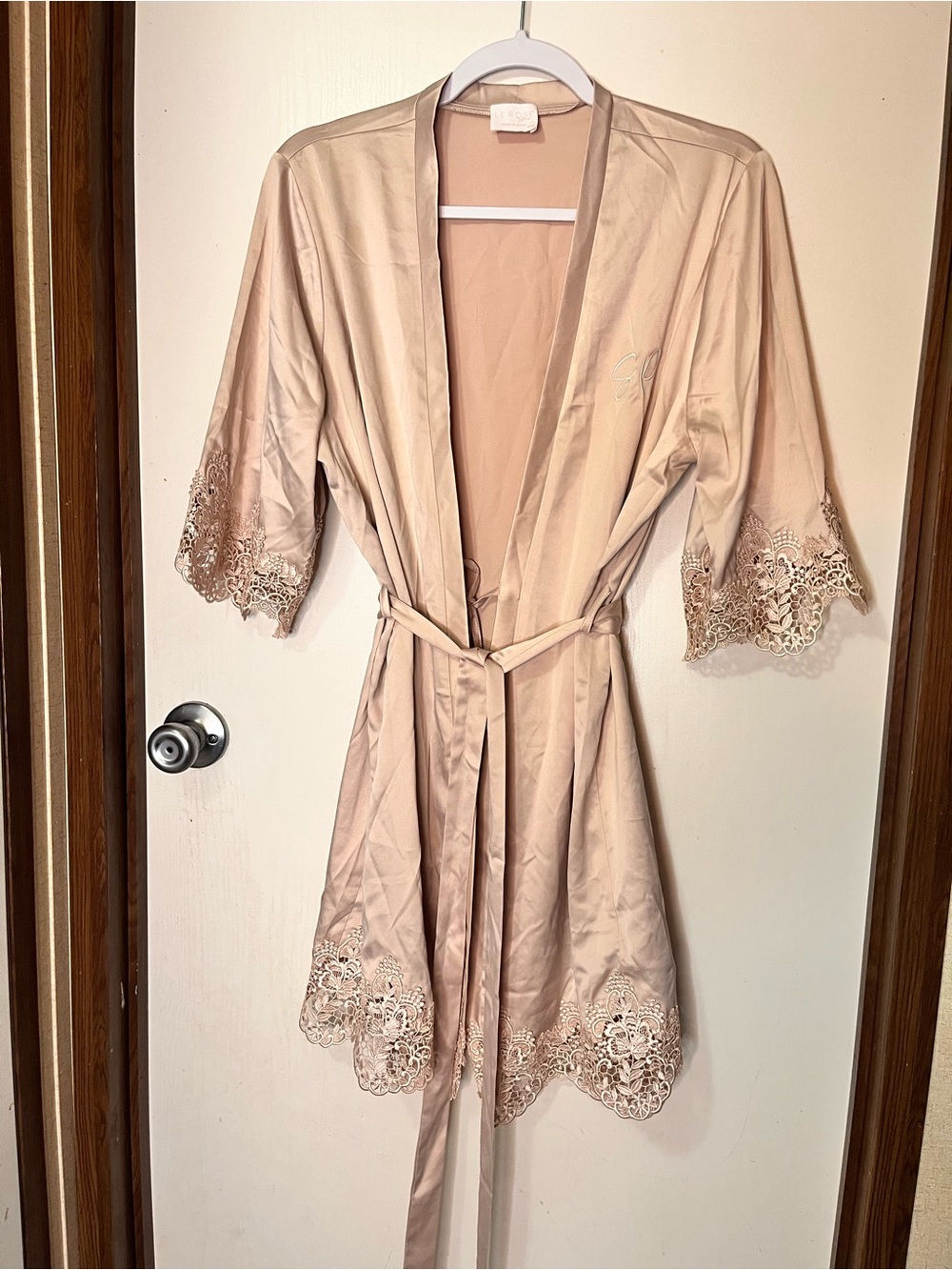 Light Blush Satin Robe Cover-Up — Women's Smooth Sleepwear